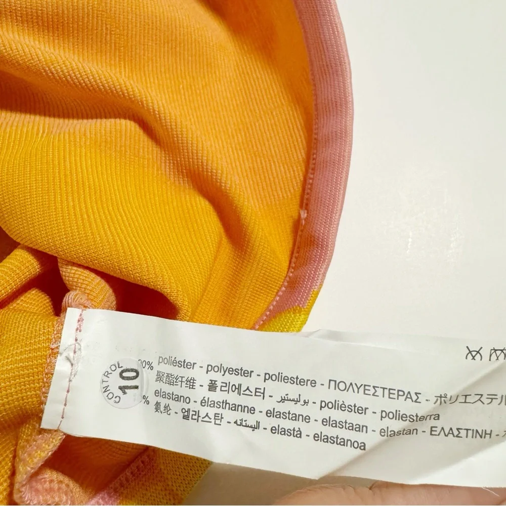 Zara NWT Floral Jacquard Mock Neck Crop Top in Peach Pink/Yellow Size Small - Picture 12 of 13